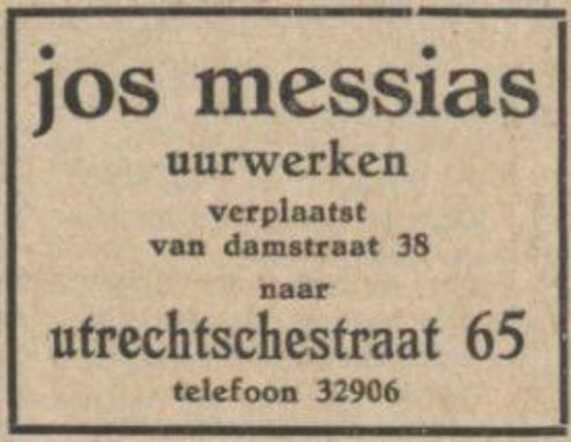 Algemeen Handelsblad 23 mei 1933, avondeditie, pag. 8. Adv. Jos. Messias.