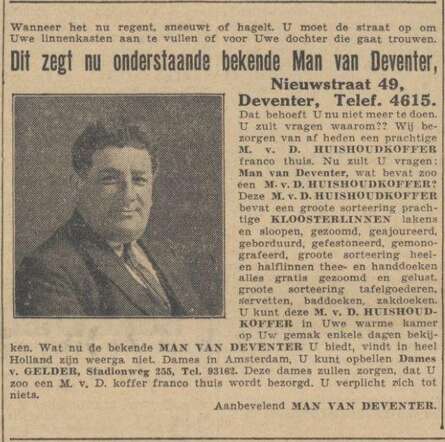 Algemeen Handelsblad 23 november 1934, avond, pag. 8. Adv. Samuel (Sam) Noach.