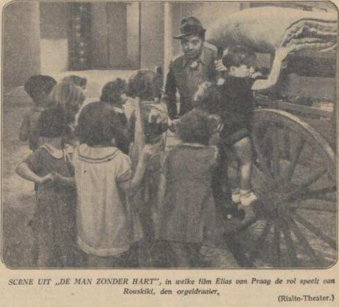 Algemeen Handelsblad, 25 april 1937, pag. 13. Elias van Praag in de film "De man zonder hart".