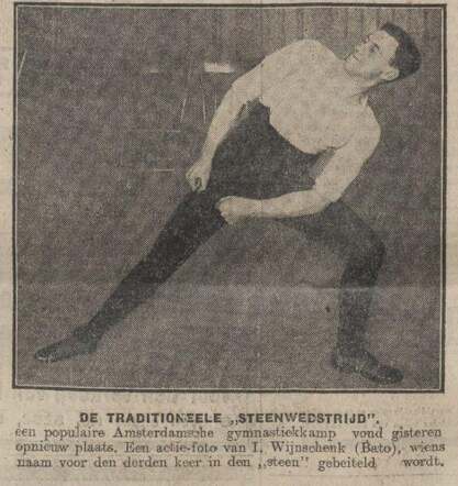 Algemeen Handelsblad 2 februari 1925, avond, pag. 12. Israël Wijnschenk wint traditionele "Steenwedstrijd".