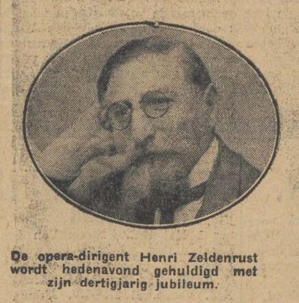 Algemeen Handelsblad 8 november 1927, avond, pag. 12. Huldiging Henri Leonard Zeldenrust.