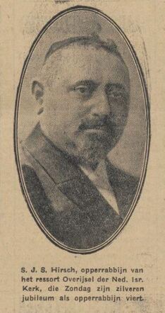 Algemeen Handelsblad  9 juli 1927, avondeditie, pagina 12. Samuel Juda Simon Hirsch.