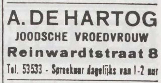 Advertentie van Aleida de Hartog