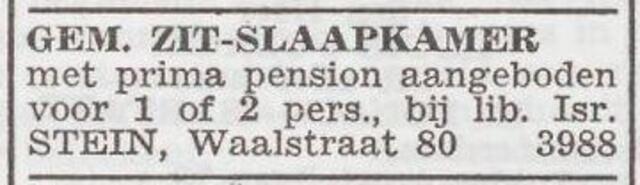Advertentie 'te huur aangeboden' van Rosalia Stein-Eichenwald