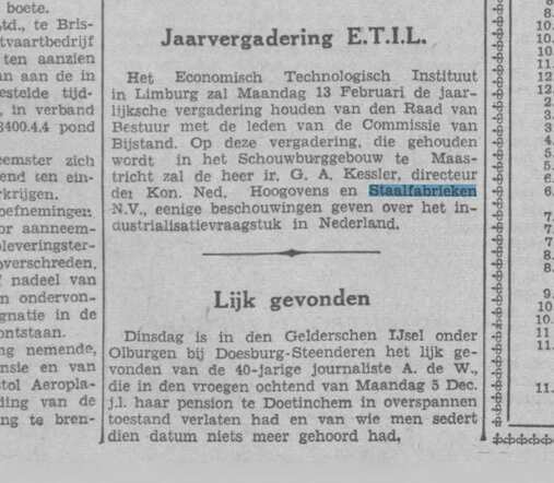 Alice de Wolff gevonden  De Tijd 18-01-1939