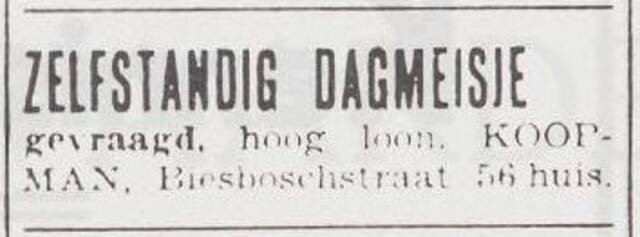 Advertentie van Alida Koopman-Hijman