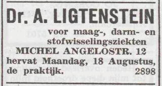 Advertentie van dr. Abraham Ligtenstein