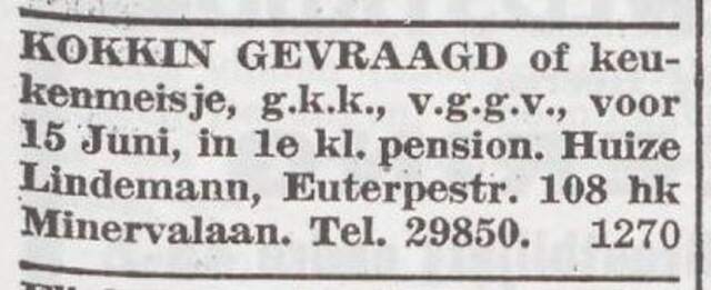 Advertentie van Elsbeth Lindemann-Fischer