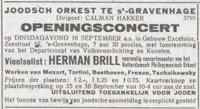 Aankondiging van concert met dirigent Calman Hakker