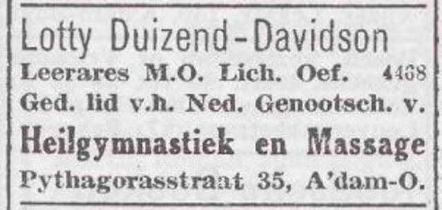 Advertentie van Lotty Duizend-Davidson