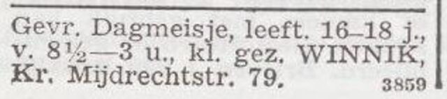 Advertentie 'personeel gevraagd' van Salomon Winnik