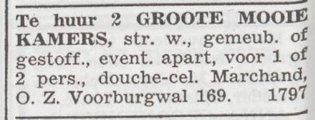 Advertentie 'te huur aangeboden' van Therese Marchand-Blum