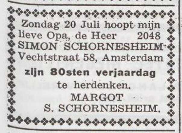 Viering 80ste verjaardag van Simon Schornesheim