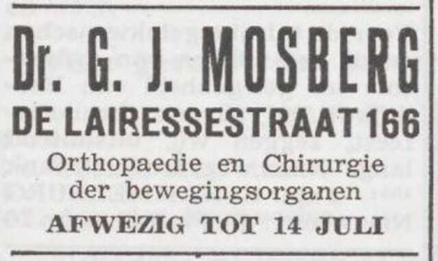 Advertentie van de arts Gertrud Julie Mosberg