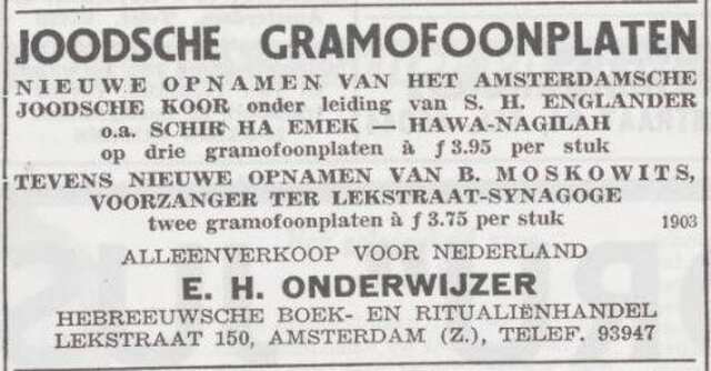 Advertentie van Elias H. Onderwijzer