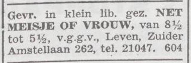 Advertentie van Paula Leven-Wolff