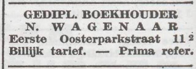Advertentie van Nardus Wagenaar