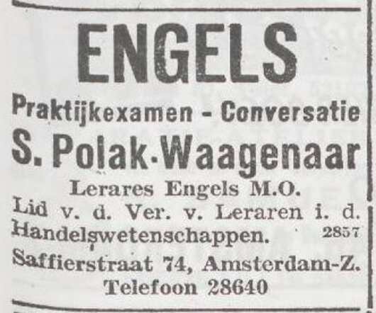 Advertentie van Susanna Polak-Waagenaar