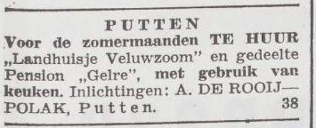 Advertentie van Anna de Rooij-Polak