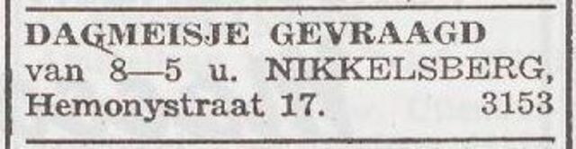 Advertentie van Roselina Nikkelsberg-Speijer