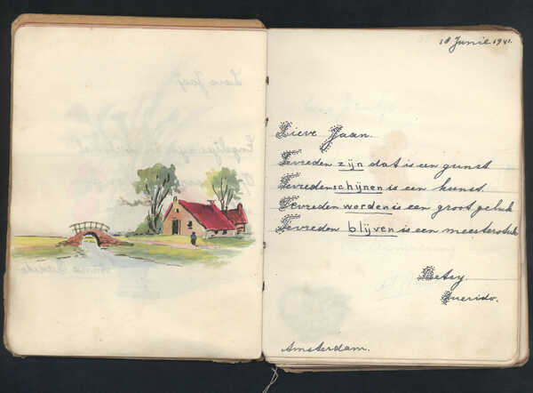 Bijdrage Betsy Querido aan poezie-album vriendinnetje.