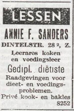 Advertentie van Annie Floretta Sanders