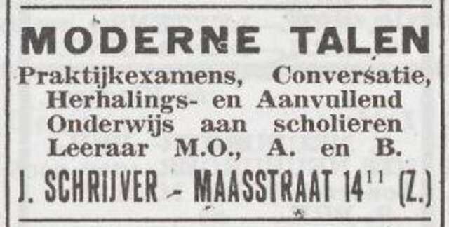 Advertentie van Johan Schrijver
