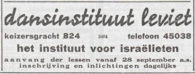 Advertentie van dansschool 'Leviet'