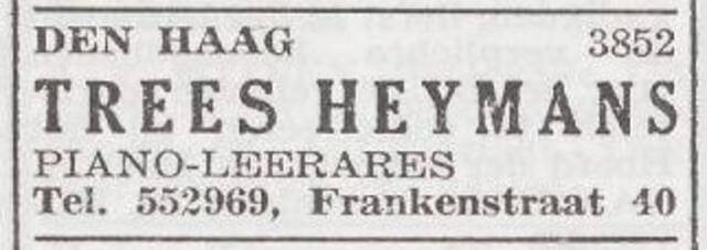 Advertentie van pianolerares Trees Heijmans