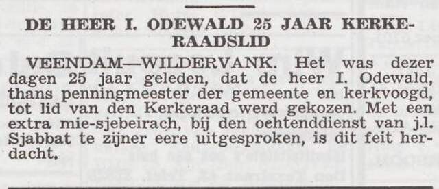 Ambtsjubileum van Izaak Odewald