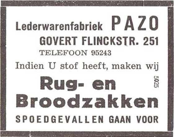 Advertentie van lederwarenfabrikant Alexander Papegaai