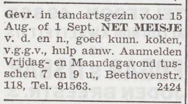 Advertentie van tandarts Henry de la Parra