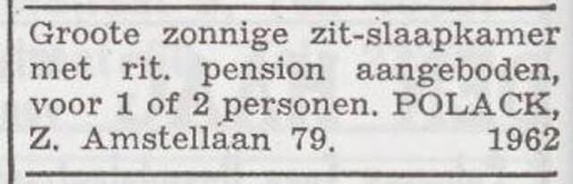 Advertentie 'te huur aangeboden' van Esther Polack-Sarfatij