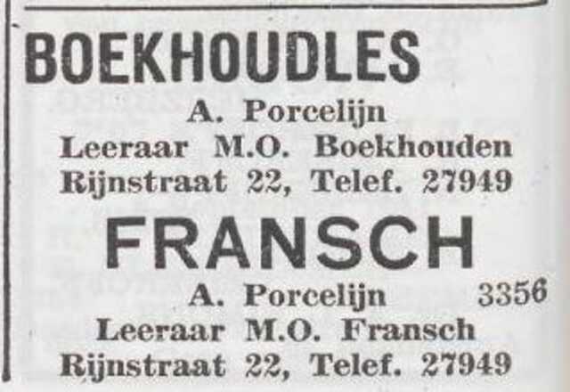 Advertentie van Abraham Porcelijn