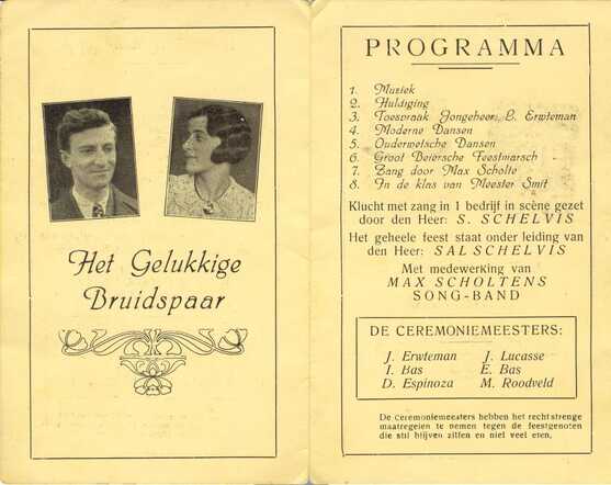 Weddingprogram of Aron Bas and Esther Lucasse