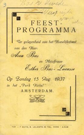 Weddingprogram of Aron Bas and Esther Lucasse