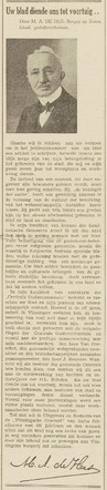 Artikel Mozes de Hes in Vlissingsche Courant 29 januari 1938 pag. 5