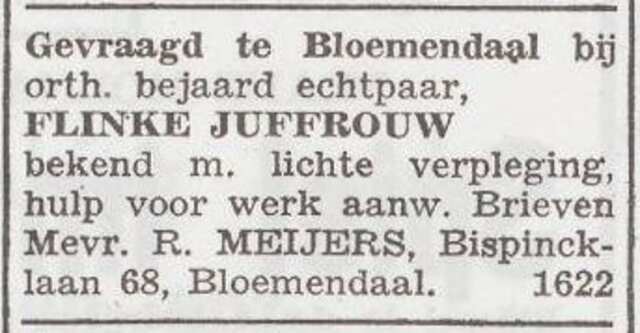 Advertentie van mw. Meijers