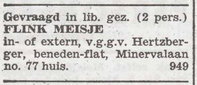 Advertentie van Selma Hertzberger-Roos