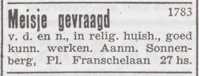 Advertentie van Dina Sonnenberg-Steiner