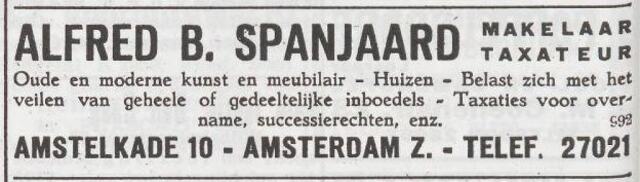 Advertentie van Alfred Bernard Spanjaard