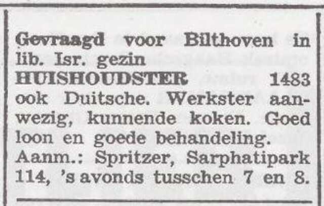 Advertentie van Moses Spritzer