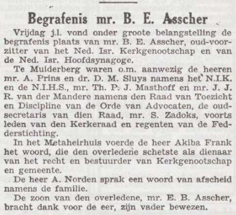Begrafenis van mr. Benjamin Emanuel Asscher