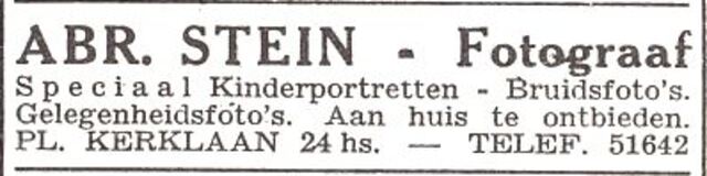 Advertentie van fotograaf Abraham Stein