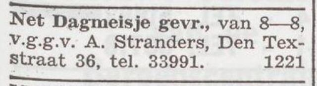 Advertentie van het gezin Andreas Stranders
