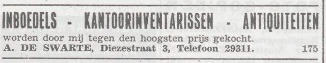 Advertentie van Abraham Lion de Swarte