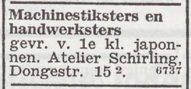 Advertentie van Isabella Margot Schirling-Kahn