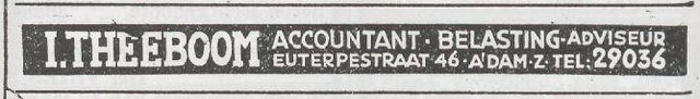 Advertentie van accountant Izaak Theeboom