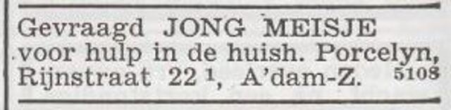 Advertentie 'personeel gevraagd' van Eva Porcelijn-Porcelijn