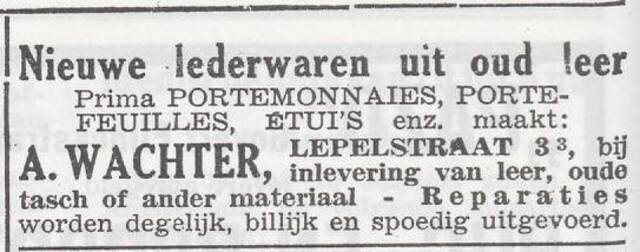 Advertentie van leerbewerker Abram Moszek Wachter